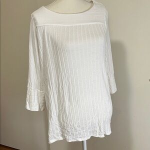 Chico's White Ribbed Boatneck Tunic